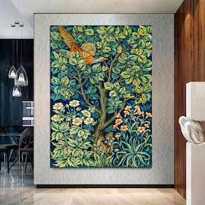 Impresión en lienzo enmarcada de William Morris, arte mural botánico, decoración vintage de la naturaleza, arte de bosque melancólico, decoración de Dark Academia, arte antiguo listo para colgar