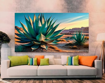 Agave Desert Canvas Print, Southwestern Nature Art, Ready to Hang