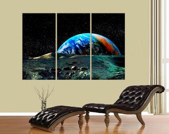 Earth From Space Canvas Print, Triptych NASA Wall Art - Etsy
