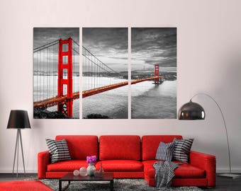 San Francisco Golden Gate Bridge Black and White Canvas Print - Etsy