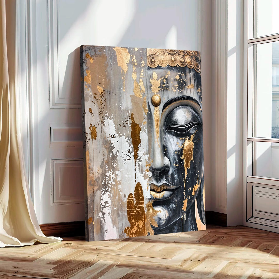 Golden Buddha Canvas Print, Meditation Room Decor, Zen Wall Art - Etsy