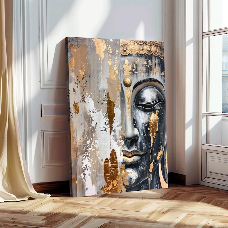 Golden Buddha Canvas Print, Meditation Room Decor, Zen Wall Art - Etsy