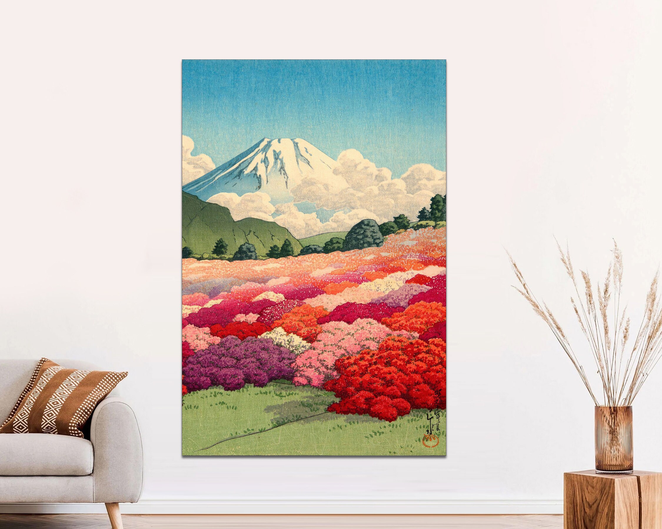 絵画　プスカーシュ　プスタ Hasui Kawase Azalea Garden, Fuji Mountain, Japanese Art Canvas