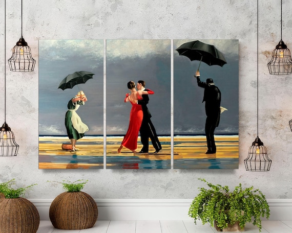 Jack Vettriano's Singing Butler Canvas Print, 3-panel Romantic