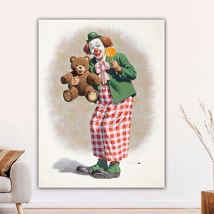 Arthur Sarnoff, Clown Canvas Print, Clown Art, Clown Classic Art, Clown Art, Sarnoff Illustration Sarnoff Canvas Art Print Ready to Hang.