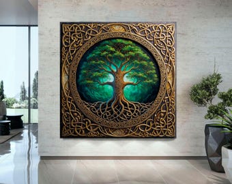 Celtic Tree of Life Canvas Art, Yggdrasil Norse Decor