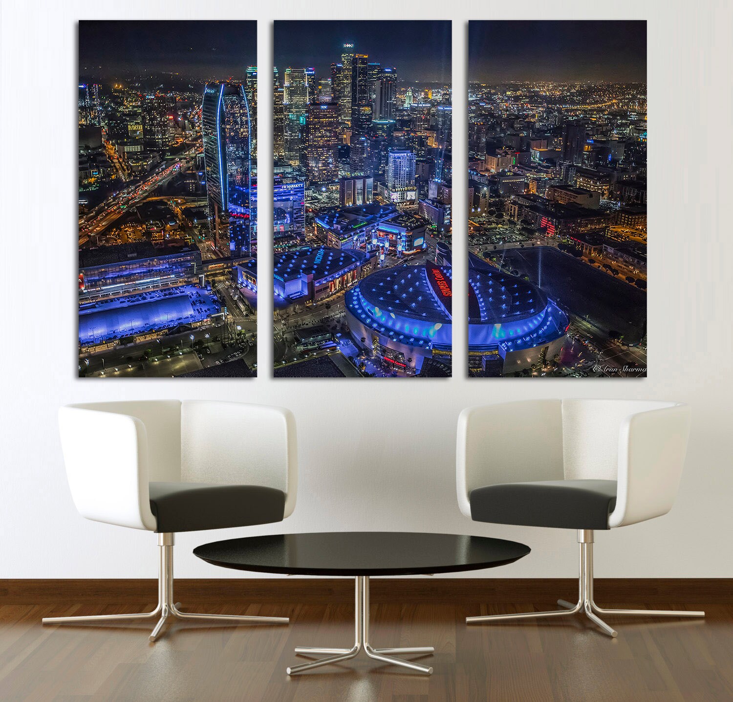 Downtown Los Angeles Staples Center 3 Panel Split Triptych Etsy