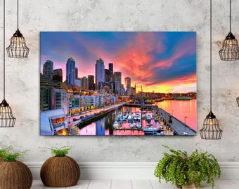 Seattle Skyline Canvas Print, Downtown Wall Art, Ready to Hang