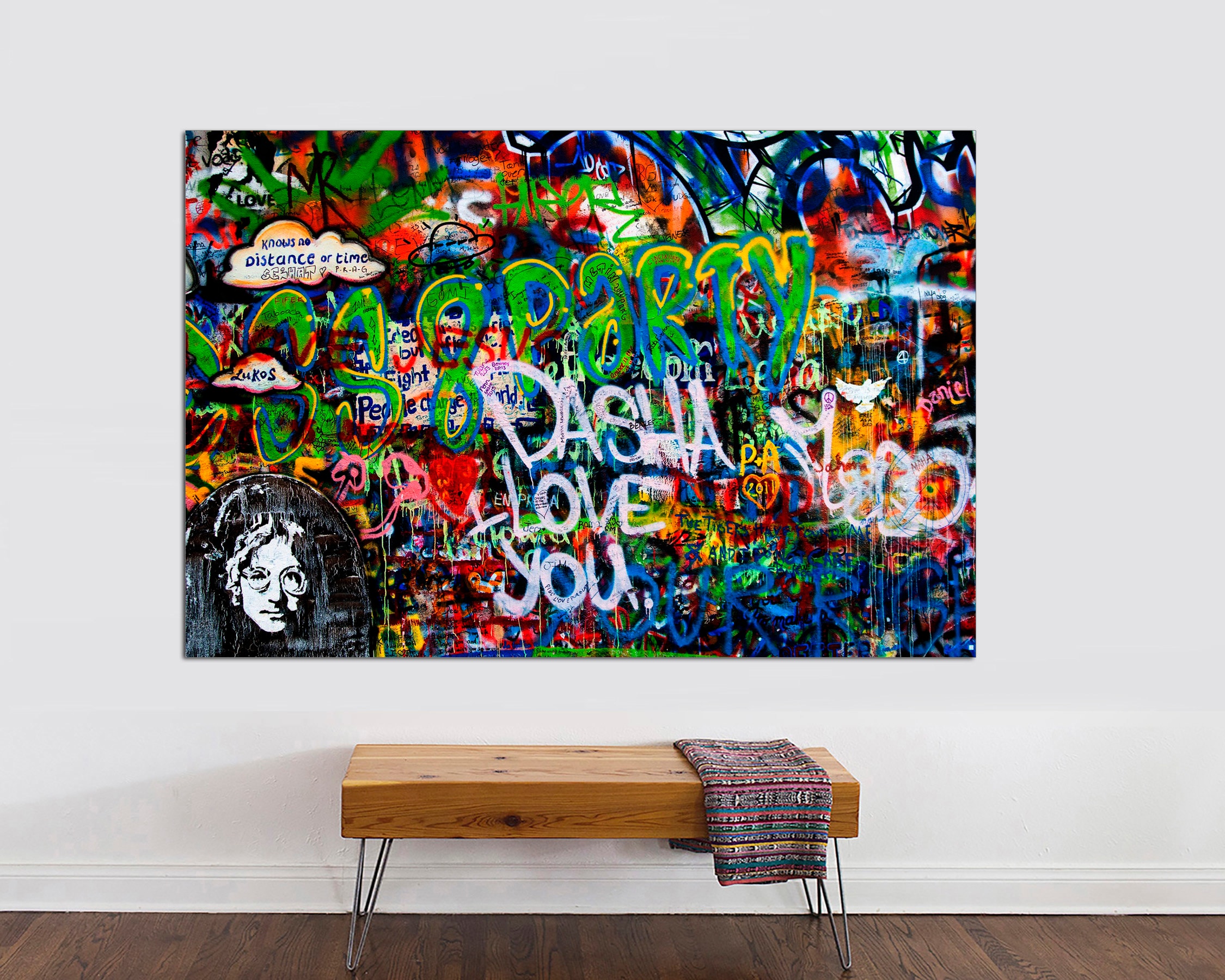 John Lennon Graffiti Mural, Pop Art Canvas Print, Ready to Hang - Etsy