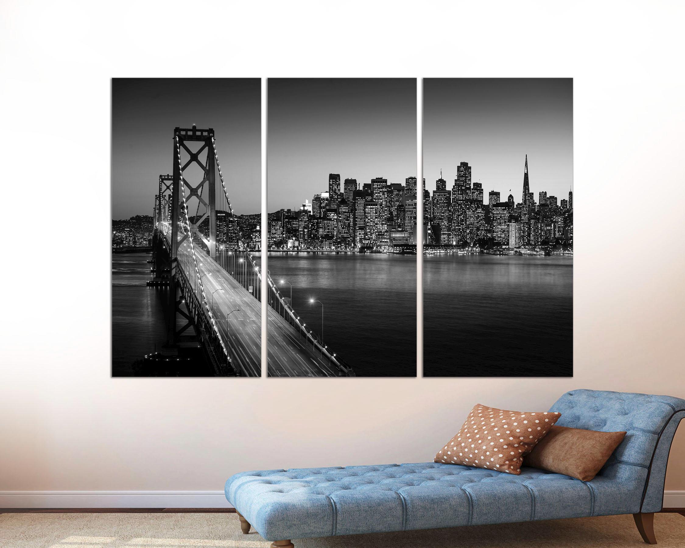 Golden Gate Bridge Black & White Canvas Print, San Francisco Wall