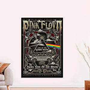 Póster de Pink Floyd The Dark Side of the Moon Tour, póster musical, arte musical de banda de rock vintage de Pink Floyd Tour, decoración de pared LIENZO listo para colgar