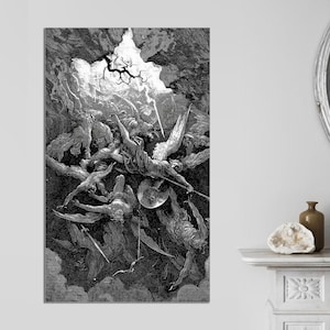 Paradise Lost through the imagination of the visionary artist, Gustave Dore, Wall Art on Canvas Stretched, Gustave Dore canvas Ready to Hang
