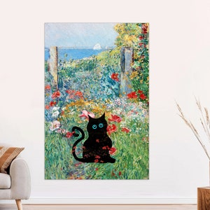 Vincent Van Gogh&#39;s Cat Print, Van Gogh Cat Poster, Black Cat Art, Funny Cat print, Funny gift, Funny Cat Canvas print, Canvas, Ready to Hang