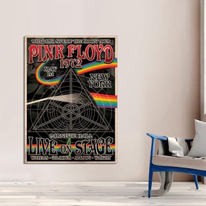 Póster de Pink Floyd The Dark Side of the Moon Tour, póster musical, arte musical de banda de rock vintage de Pink Floyd Tour, decoración de pared LIENZO listo para colgar