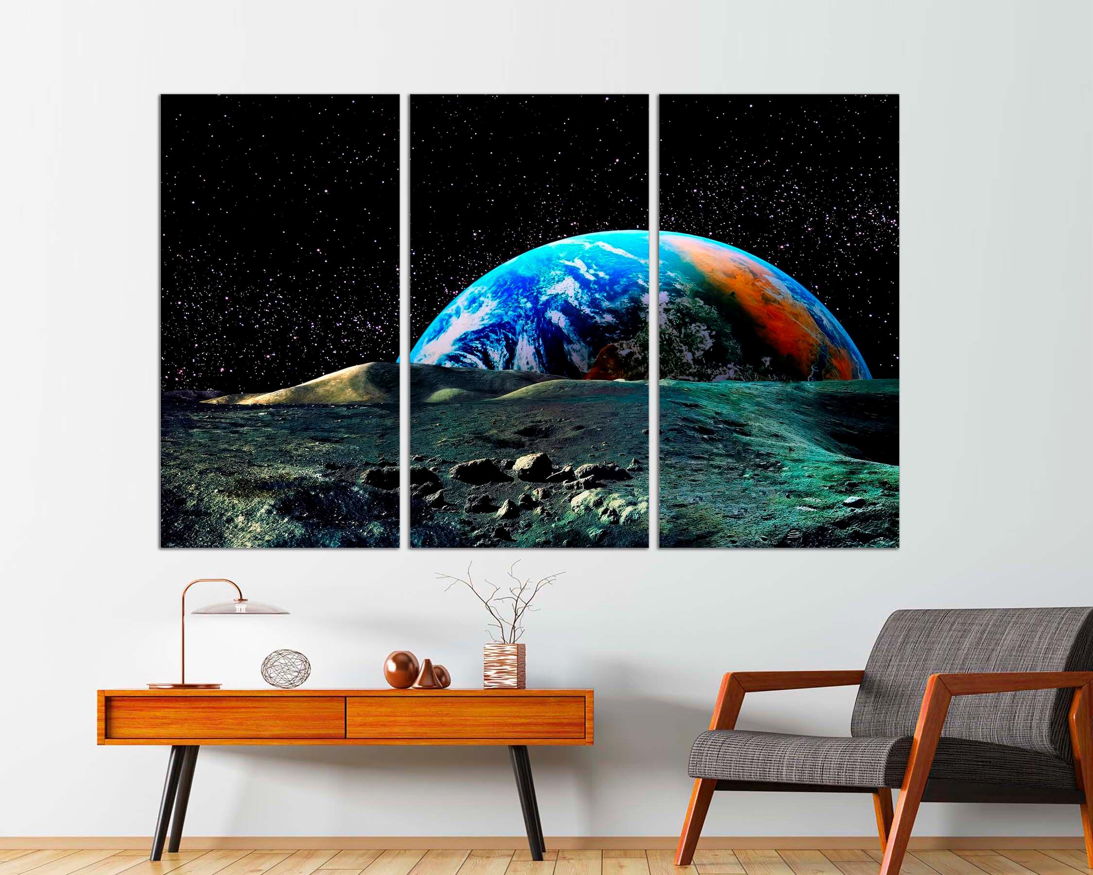 絵画 Earth Earth From Space Canvas Print, Triptych NASA Wall Art - Etsy