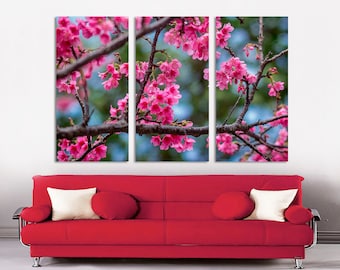 3 Panel  Canvas Split ,  Spring Blossom Flower, Photo Print on Canvas,  Triptych  Canvas, Interior design, Room Decoration, Photo gift