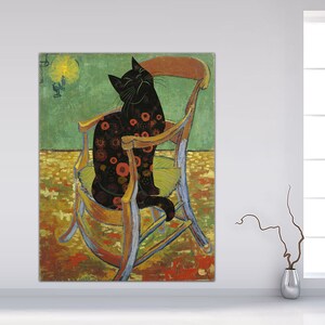 Vincent Van Gogh's Cat Print, Van Gogh Cat Poster, Black Cat Art, Funny Cat print, Funny gift, Funny Cat Canvas print, Canvas Ready to Hang.