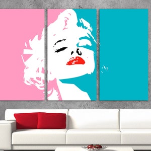 Marilyn Monroe Canvas, 3 panel Canvas Print Print, Marilyn Monroe Wall Art, Marilyn Monroe Pop Art, Modern Wall Art on Canvas Ready to Hang.