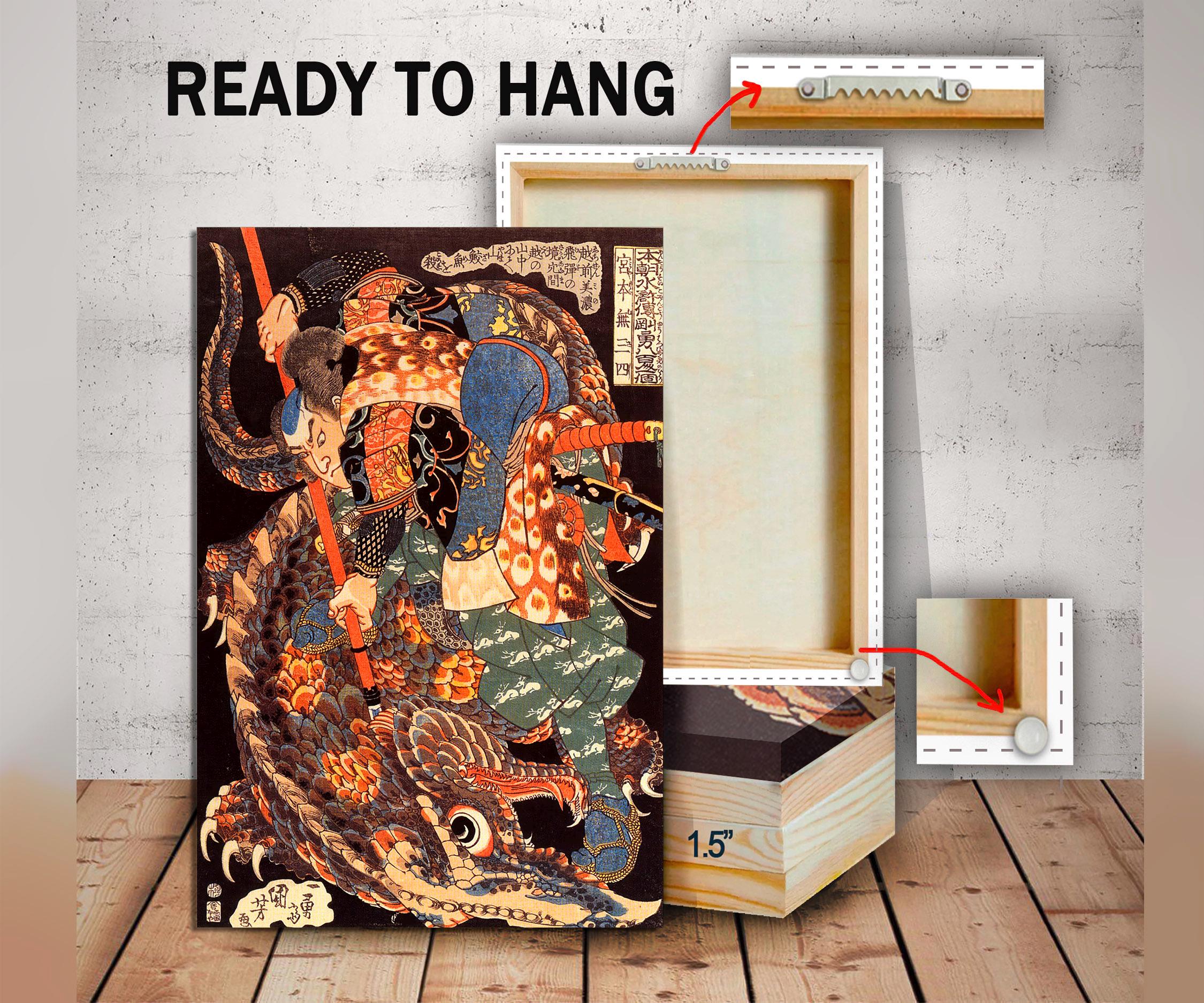 Miyamoto Musashi Canvas Print, Killing a Giant Nue, Utagawa Miyamoto Musashi Canvas Print, Killing a Giant Nue, Utagawa