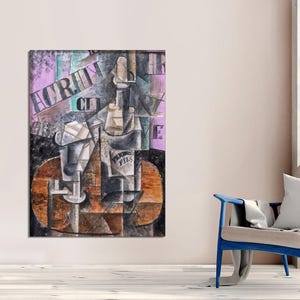 Pablo Picasso Table in a Cafe, Bottle of Pernod, Modern Fine Art Print, Picasso Home Decor, Picasso Print, Modern CANVAS Art Ready to Hang.