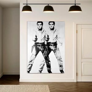 Double Elvis by Andy Warhol Canvas Print, Elvis Presley Vintage Pop Art Poster, Hollywood Icons Wall Art, Modern Home Decor, Ready to Hang