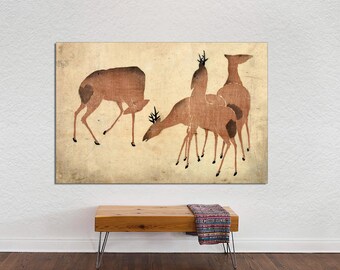 Art Nouveau Deer Canvas Print, Vintage Animal Wall Art, Ready to Hang