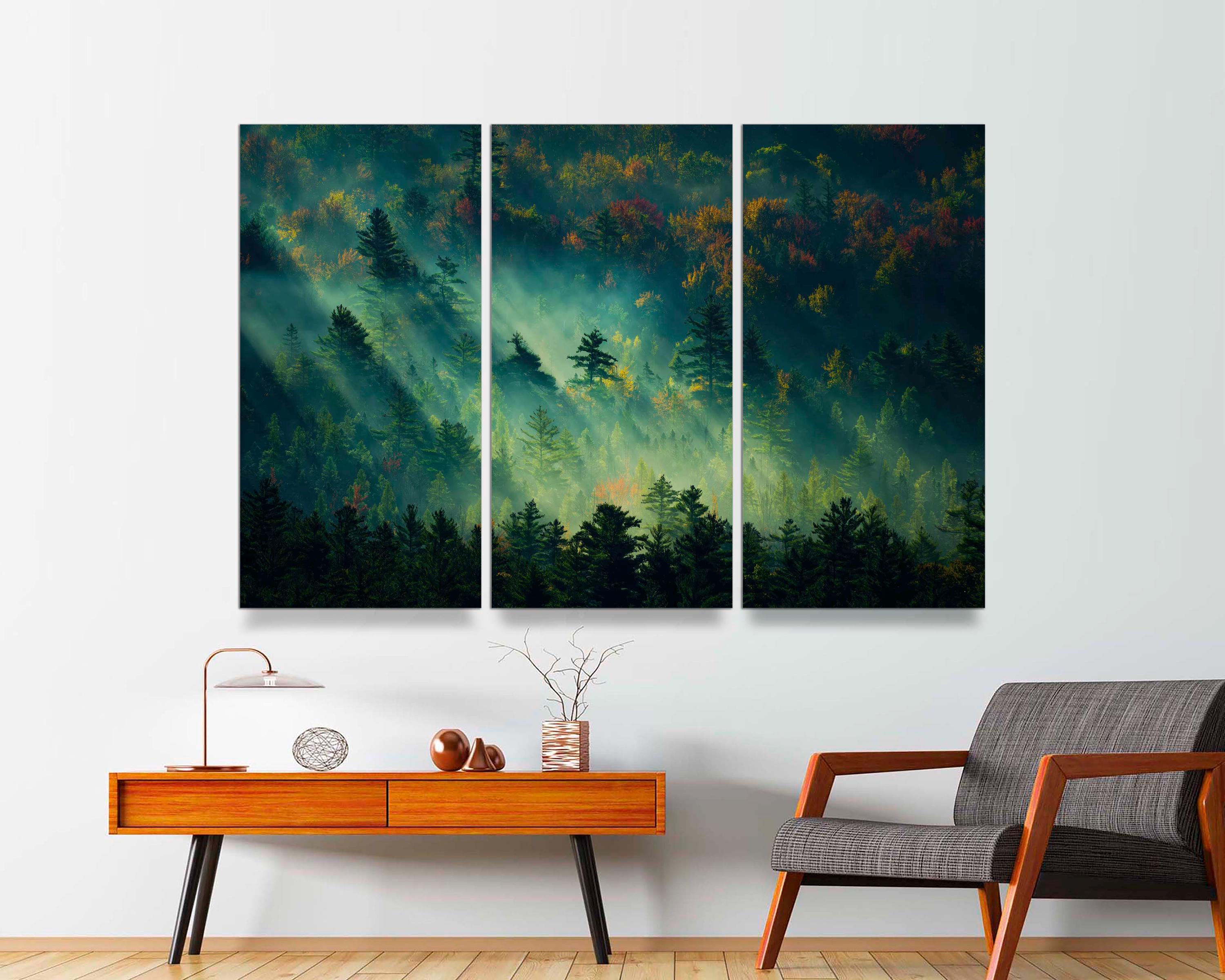 Foggy Pine Forest 3-panel Canvas Art, Ready to Hang - Etsy