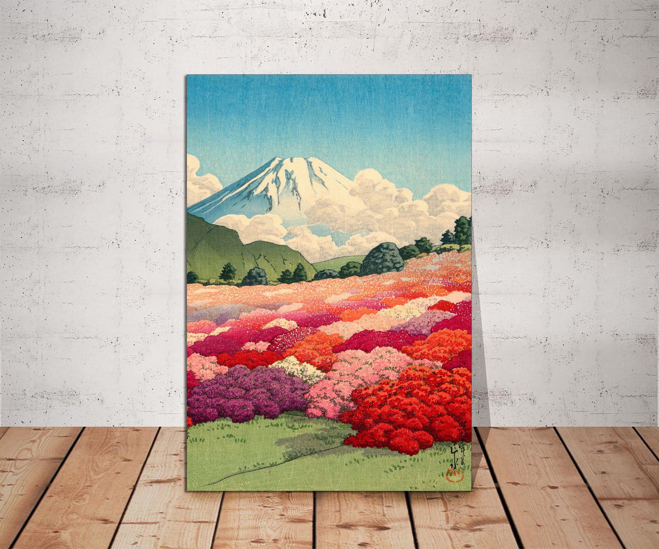 Hasui Kawase Azalea Garden, Fuji Mountain, Japanese Art Canvas