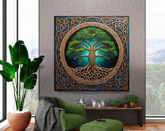 Celtic Tree of Life Canvas, Yggdrasil Norse Mythology Wall Art