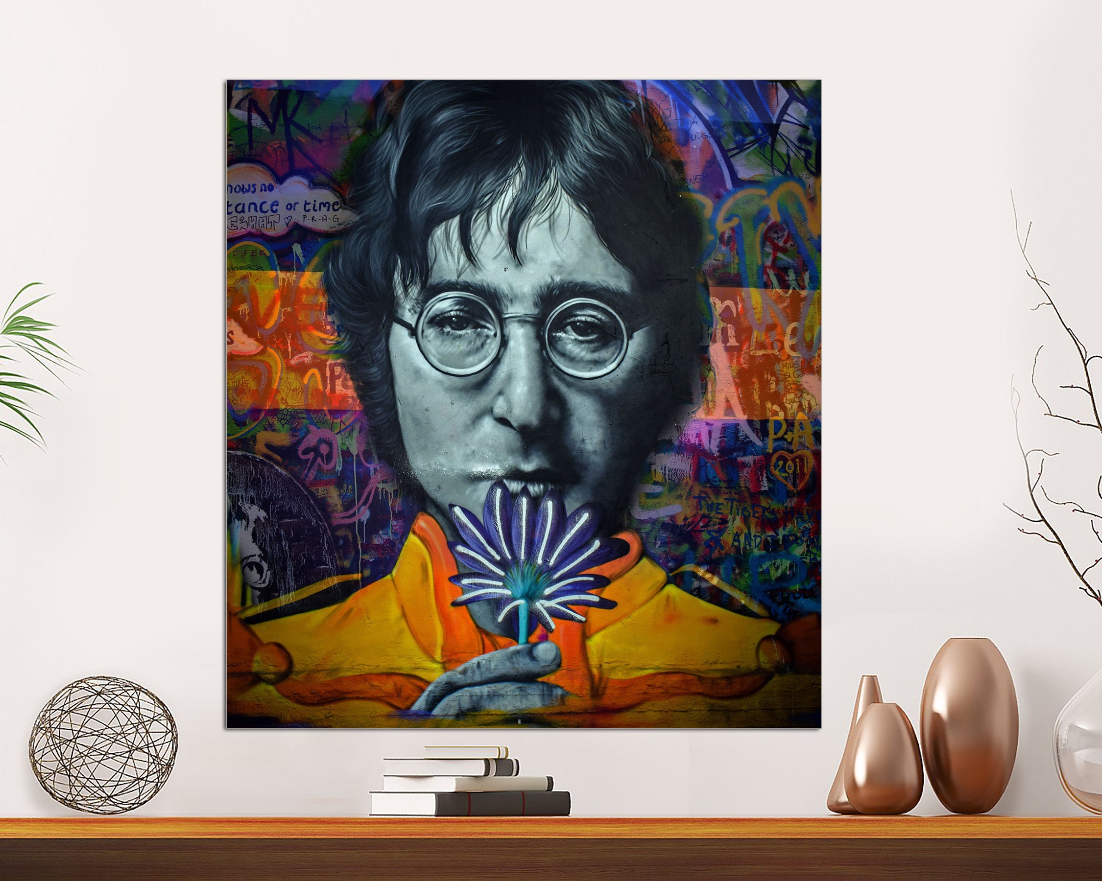 John Lennon Mural, Graffiti Street Art, Giclée Canvas Print - Etsy