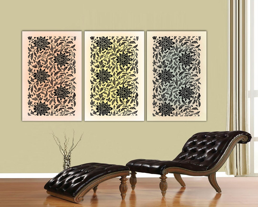 Retro Wall Art, Botanical Print, 3 Piece Wall Art, Set of 3, Abstract ...