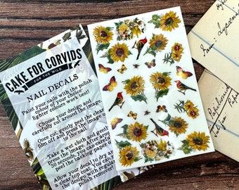 Sunflower Nail Decals, Yellow Bird Nail Stickers, Bird Nail Stickers, Nail Decals, Nail Art, Nail Accessories, Bird Lover Gift