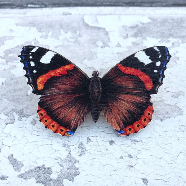 Red Admiral Butterfly Brooch, Red Admiral Badge, Butterfly Brooch, Wildlife Brooch, Insect Bade, Butterfly Pin Badge, Butterfly Badge