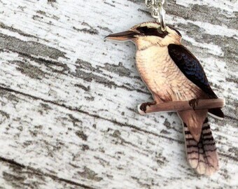 Laughing Kookaburra Necklace, Kookaburra Pendant, Kingfisher, Bird Necklace, Bird Jewellery, Bird Jewelry