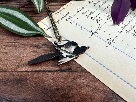 Magpie Necklace Magpie Pendant Bird Jewellery Bird Jewelry