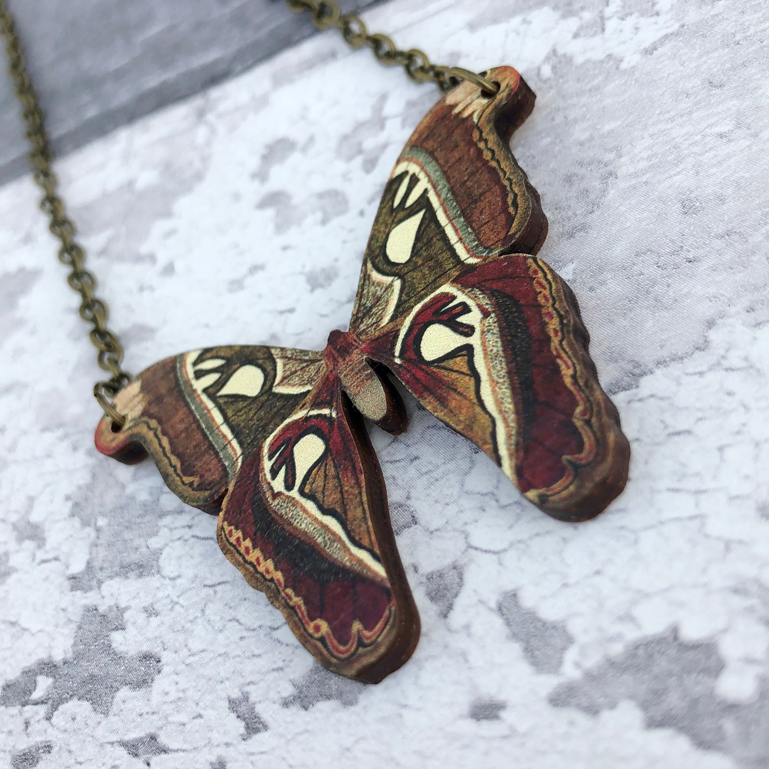 Moth Chain Atlas Moth Necklace Moth Pendant Moth Charm Atlas Moth - Etsy UK