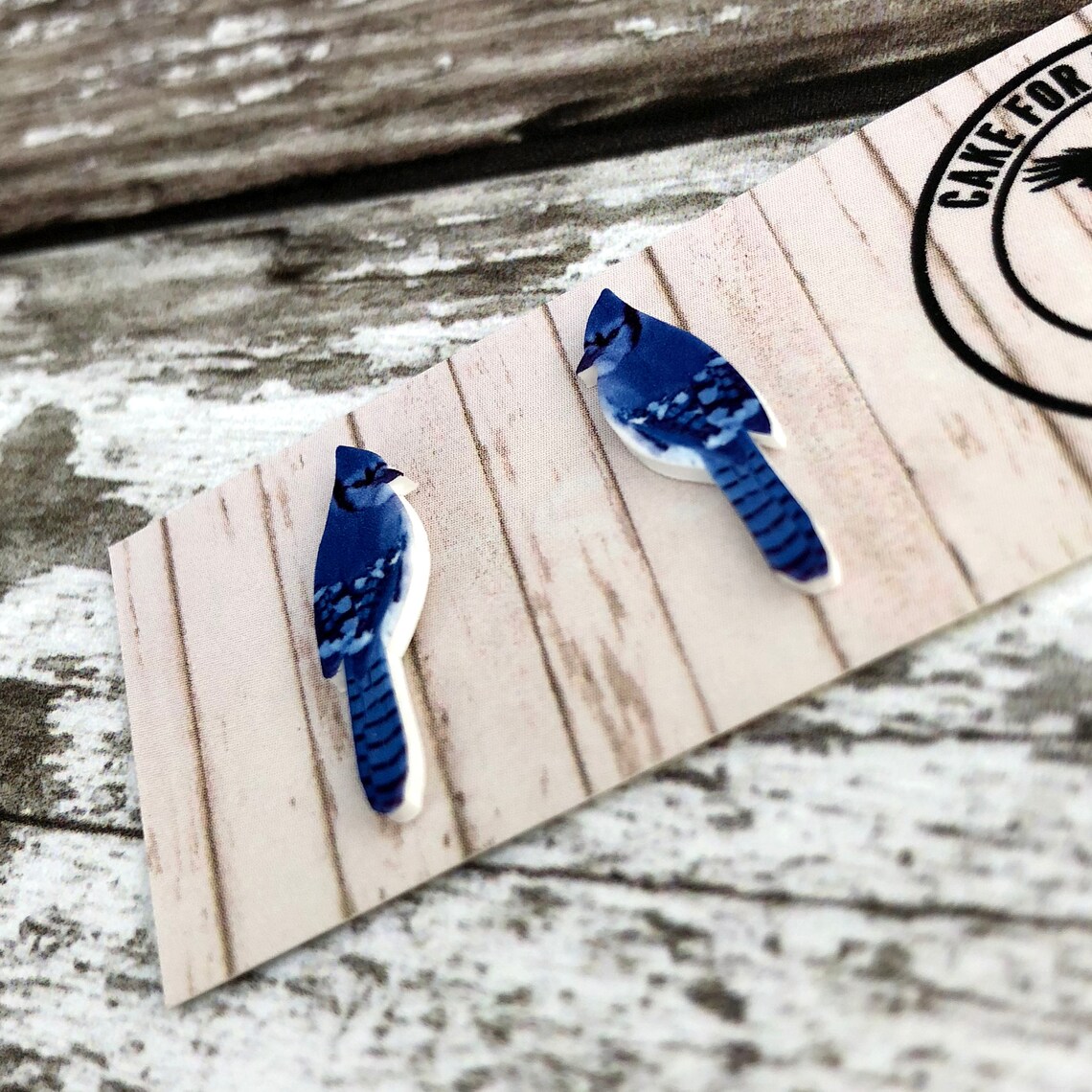 Blue Jay Earrings Blue Jay Studs Blue Bird Earrings Jay Etsy