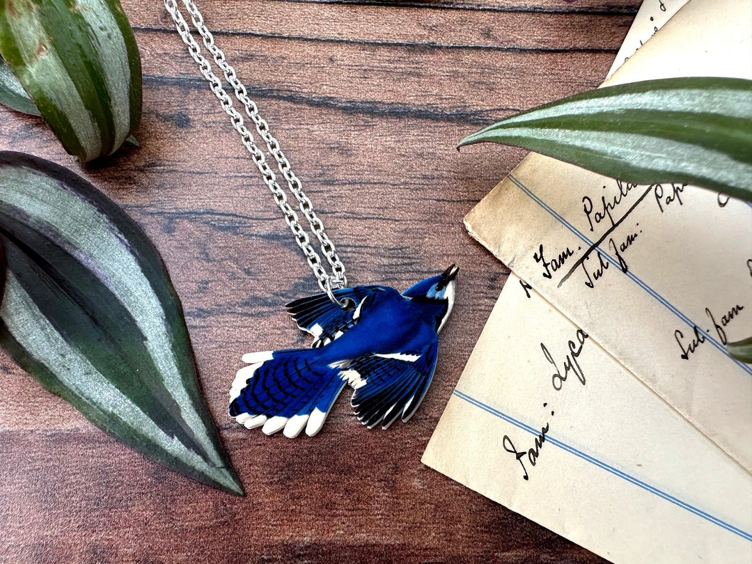 Blue Jay Necklace, Jay Bird, Blue Bird Necklace, Blue Jay Pendant, Bird