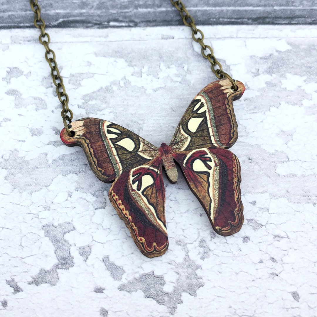 Moth Chain Atlas Moth Necklace, Moth Pendant, Moth Charm, Atlas Moth, Moth ...