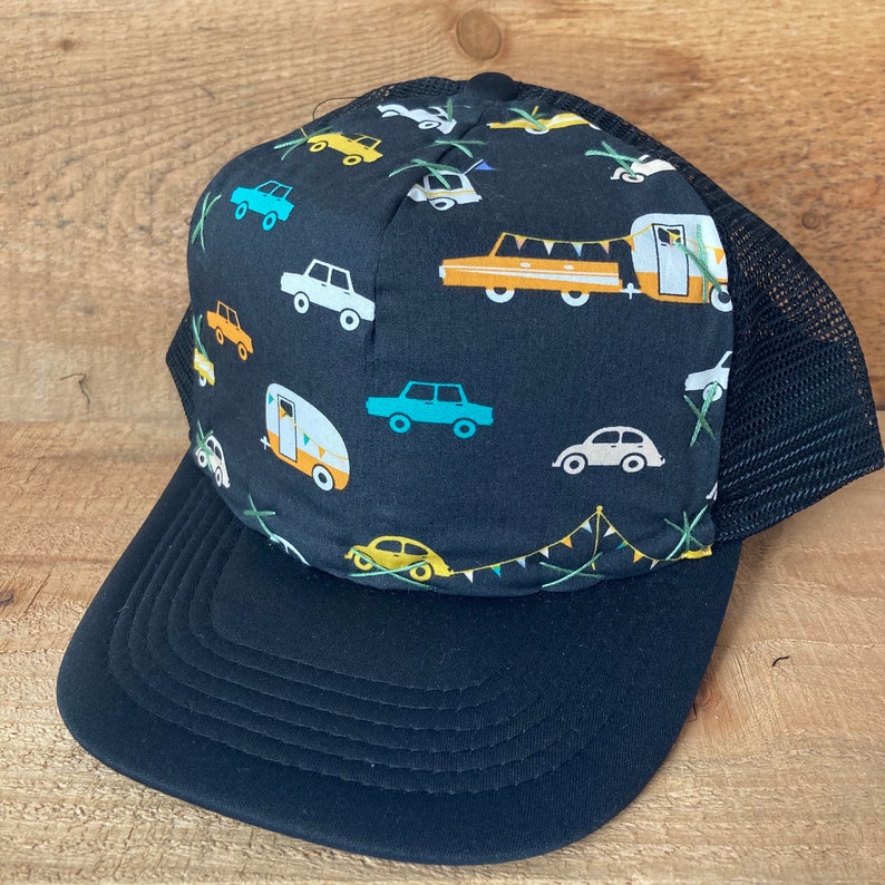 Sale Zoom Zoom Joyride at night fabric on kids trucker hat Blowfish Designs image 3