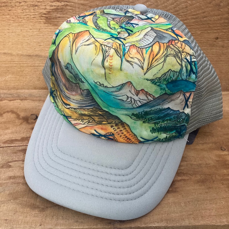 Mountain Range painted Art Toddler Trucker Blowfish Hat image 5