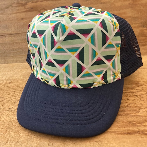 Hand Stitched Geo Trucker Hat: Kid display picture 2
