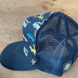 Sale Zoom Zoom Joyride at night fabric on kids trucker hat Blowfish Designs image 5