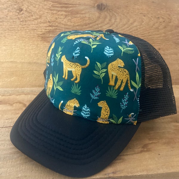 Cheetah fabric Blowfish hat Toddler Trucker Hat