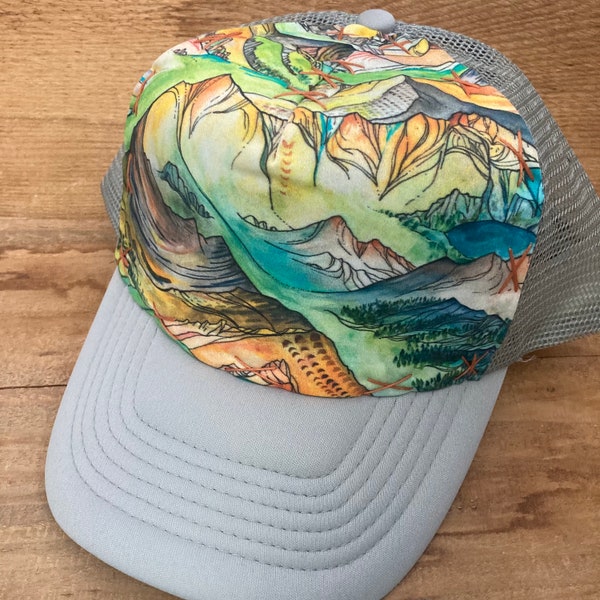 Bergketen geschilderd Art Toddler Trucker Blowfish Hat