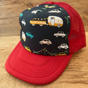 Sale Zoom Zoom Joyride at night fabric on kids trucker hat Blowfish Designs image 1