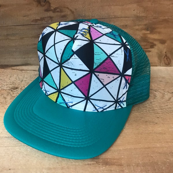 Miami Vice - Large Adult Hand Stitched Blowfish Designs Trucker Hat