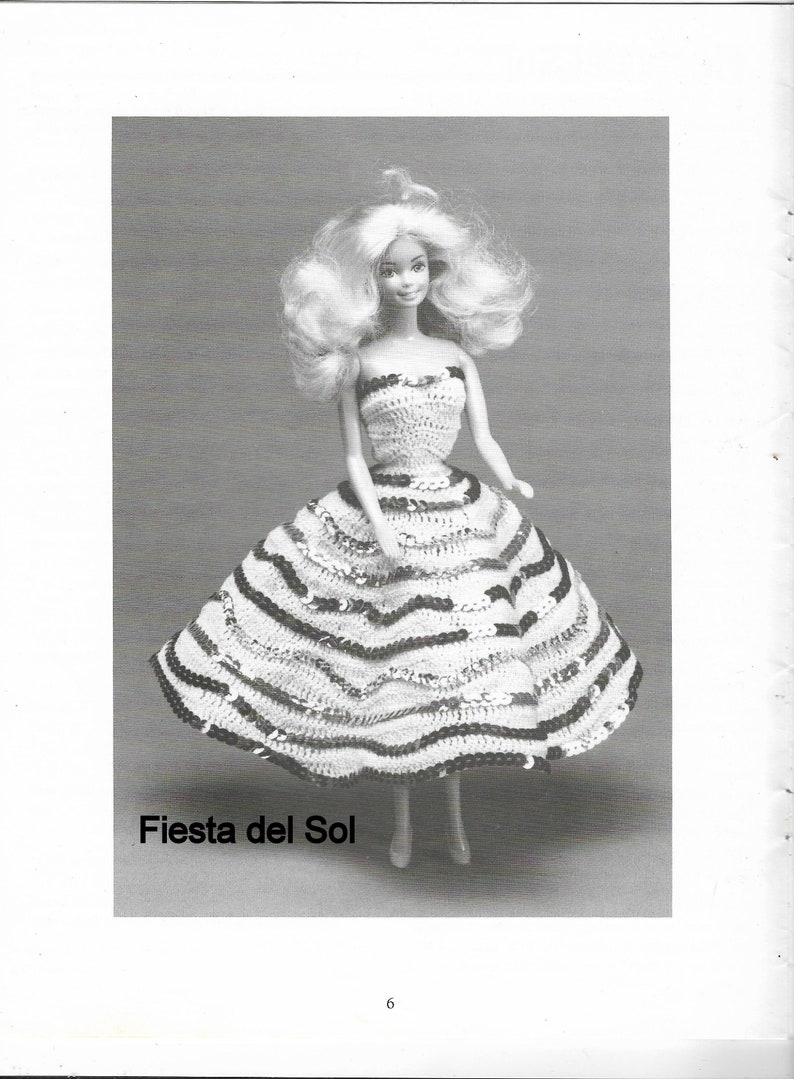 Original Booklet 17 pages by Miriam Dow 1990s Fashion Doll Costume Party Thread Crochet Fashion Patterns Size 11.5 Inches 6 Styles
