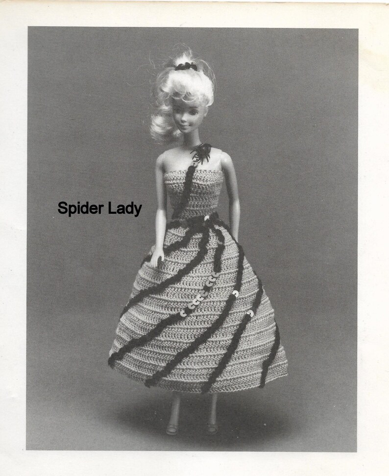 Original Booklet 17 pages by Miriam Dow 1990s Fashion Doll Costume Party Thread Crochet Fashion Patterns Size 11.5 Inches 6 Styles