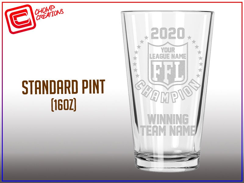 Engraved Fantasy Football Pint Glass - Your League and Champion Team …